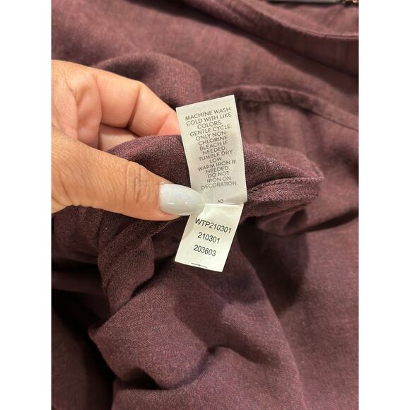 J. Jill Women’s Beaded Embroidered Floral Shirt M Purple Cottagecore Boho Hippie - Picture 7 of 7